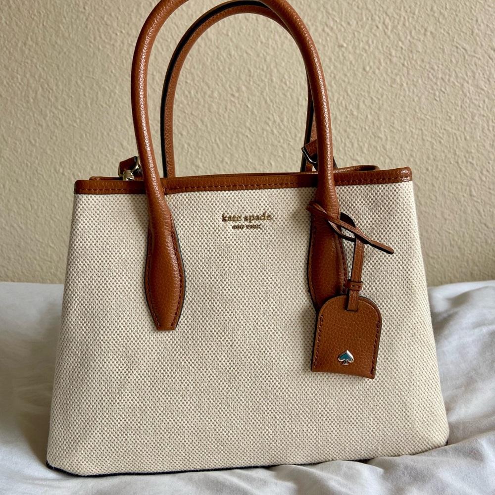 Kate Spade Cream and Brown Canvas Purse